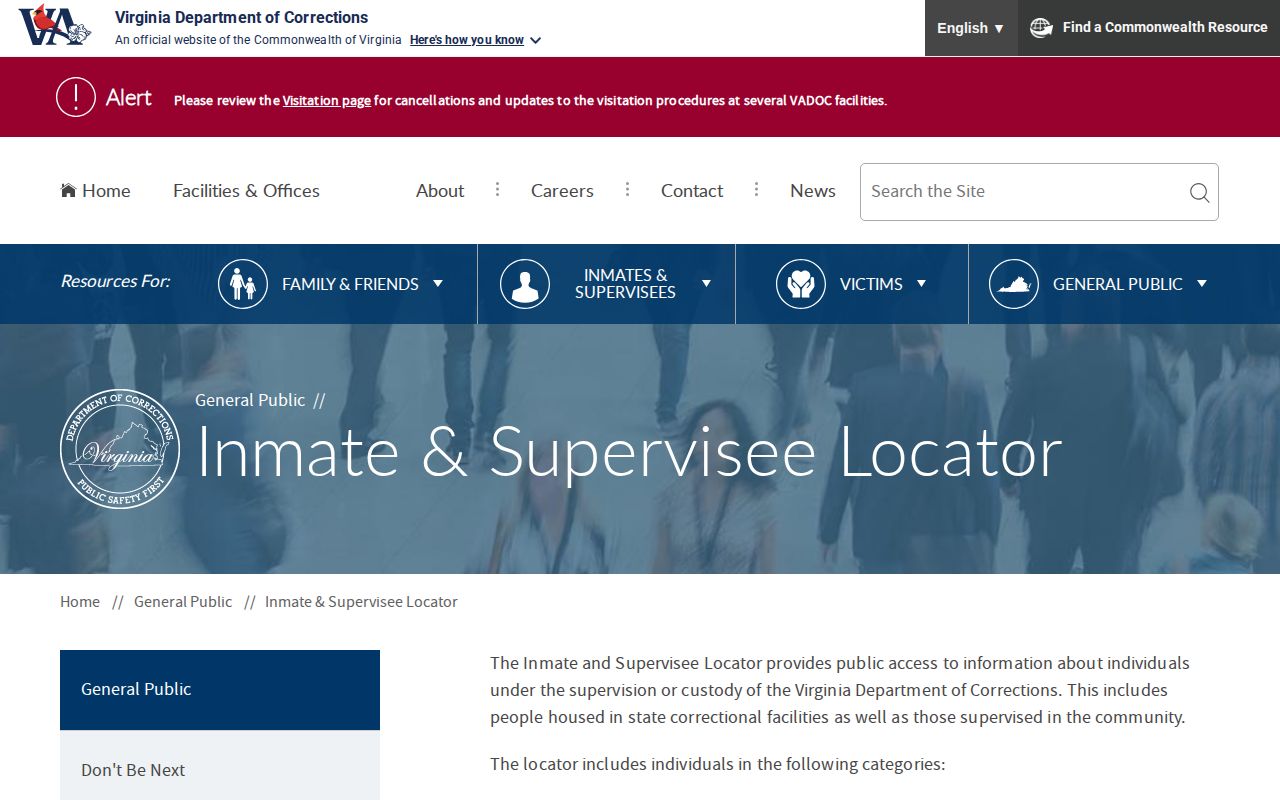 Virginia Beach released inmate search fields in the VADOC locator