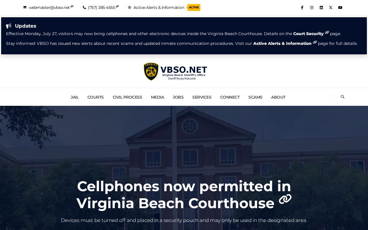 Virginia Beach current-inmate lookup wording rather than a 24-hour release list